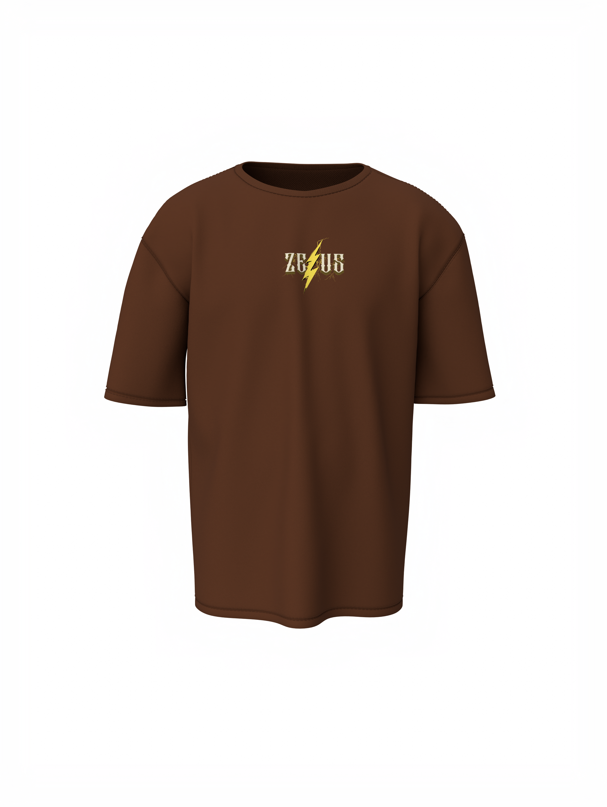 Zeus Graphic Unisex Brown Oversized T-Shirt