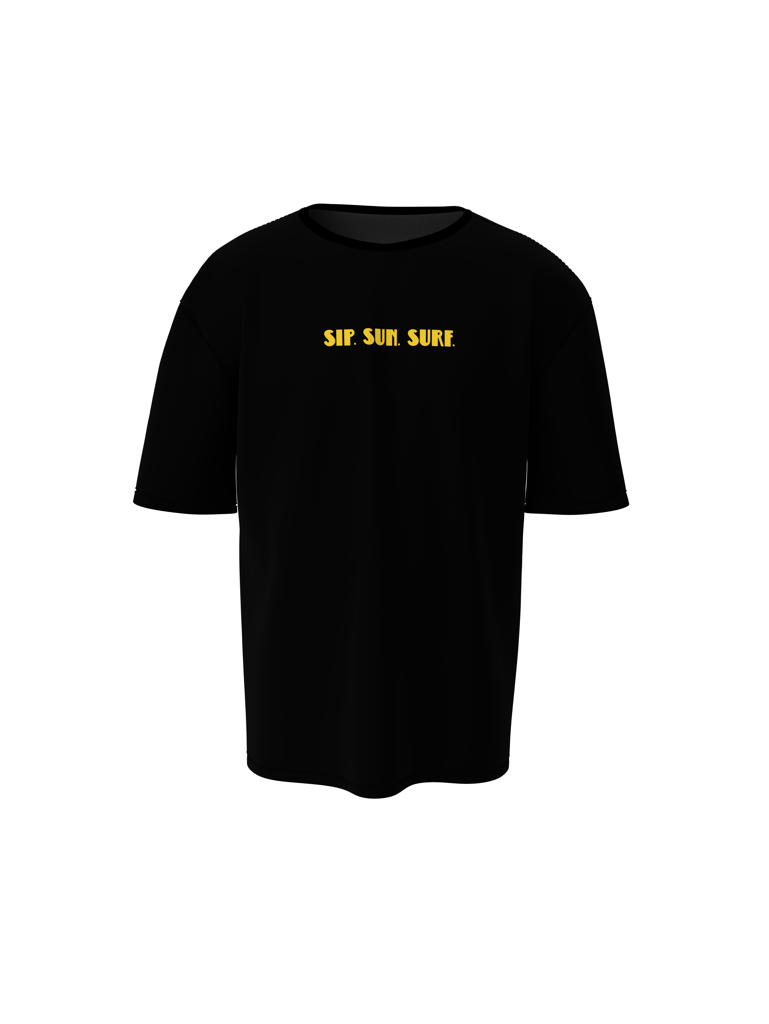 Sip Sun Surf Graphic Unisex Black Oversized T-Shirt