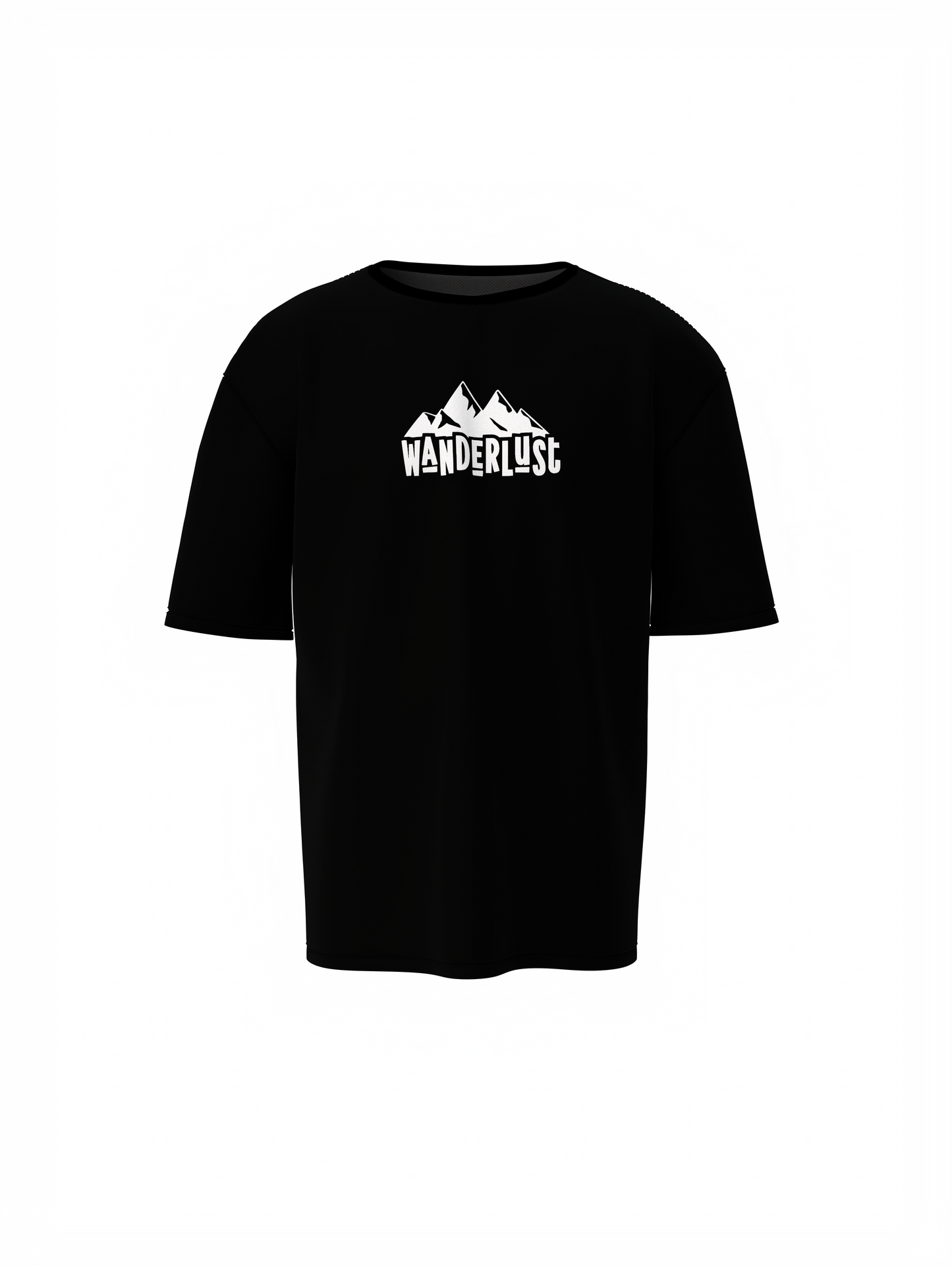 Wanderlust Graphic Unisex Black Oversized T-Shirt Travel