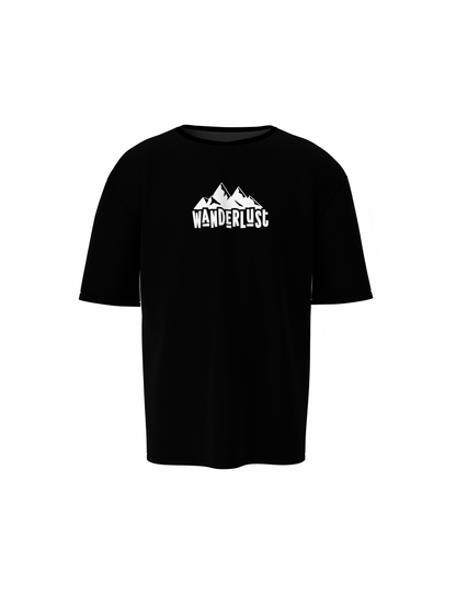 Wanderlust Graphic Unisex Black Oversized T-Shirt Travel