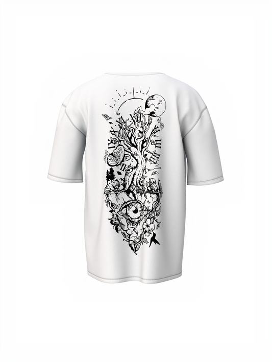 Timeless Graphic Unisex White Oversized T-Shirt Minimal Tee