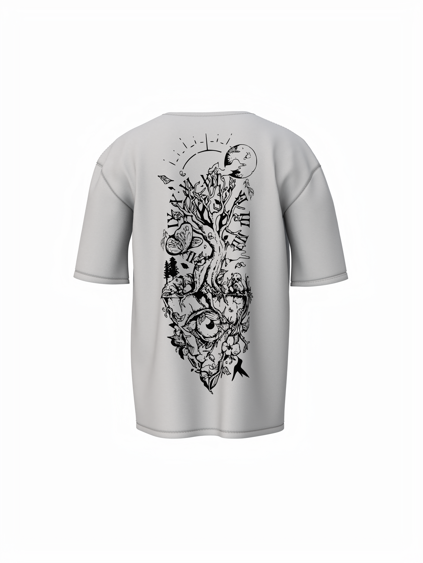 Timeless Graphic Unisex Grey Oversized T-Shirt Minimal Tee