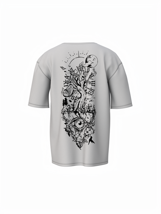 Timeless Graphic Unisex Grey Oversized T-Shirt Minimal Tee