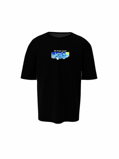 Starry Night Unisex Black Oversized T-Shirt