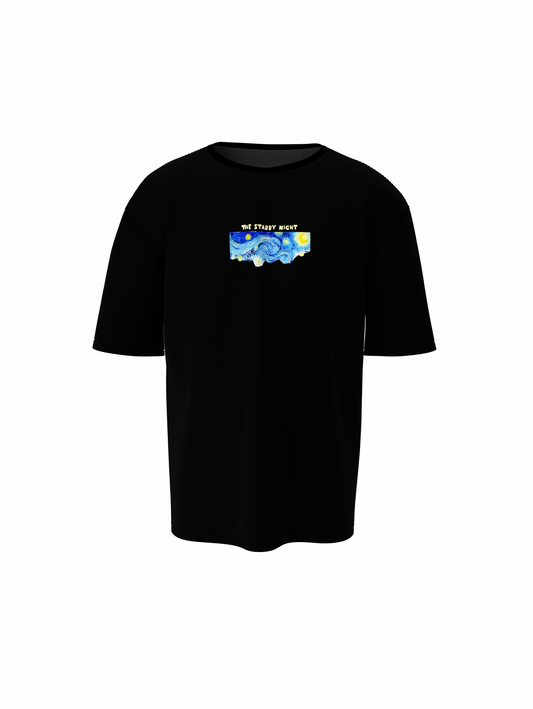 Starry Night Unisex Black Oversized T-Shirt
