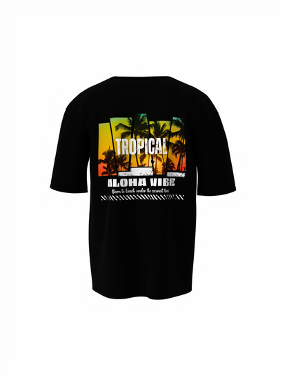 Wanderlust Graphic Unisex Black Oversized T-Shirt Travel