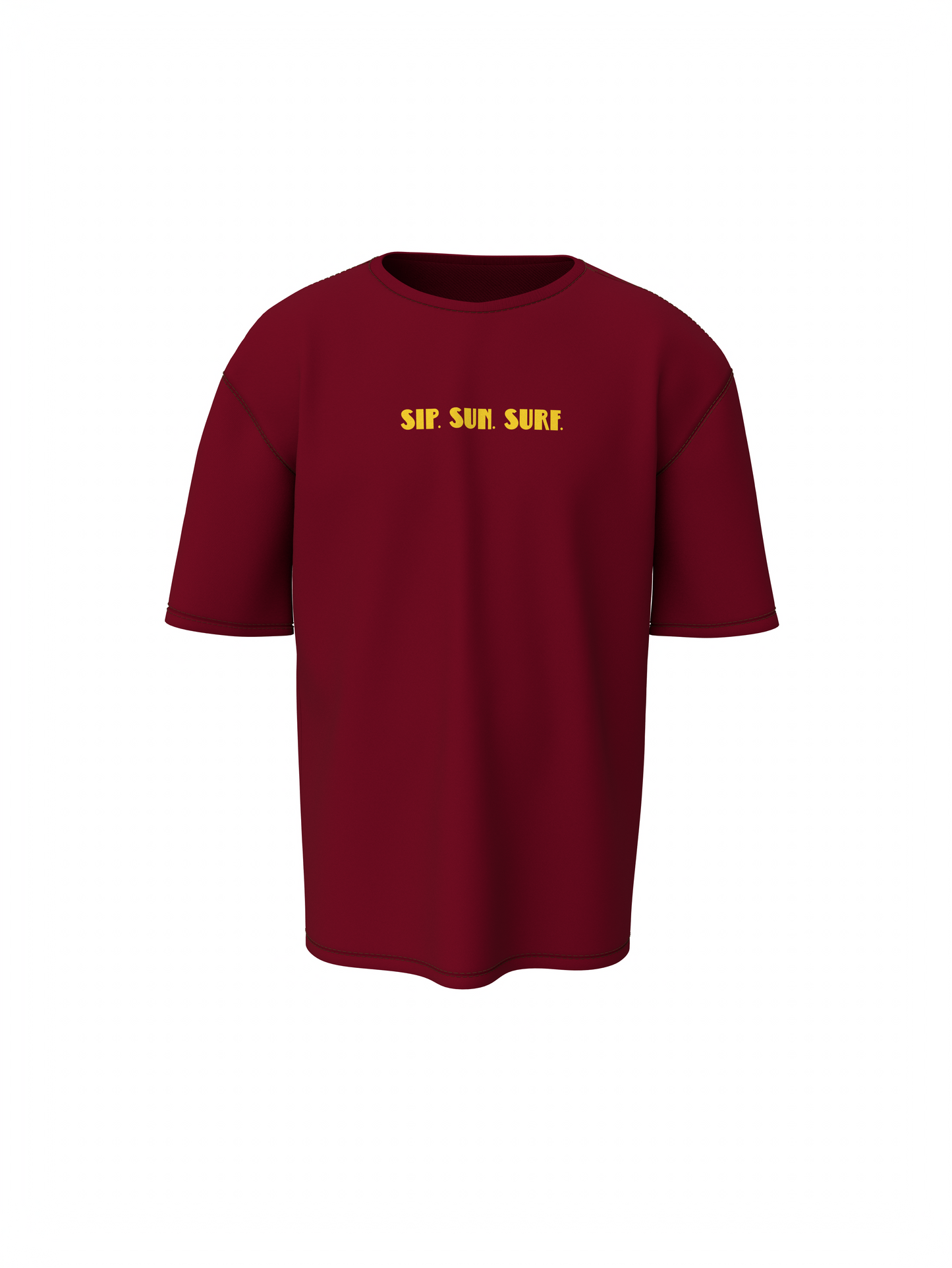 Sip Sun Surf Graphic Unisex Maroon Oversized T-Shirt Tee