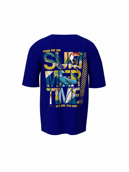 Sip Sun Surf Graphic Unisex Blue Oversized T-Shirt Tee