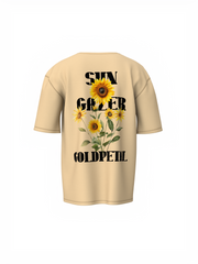 Sun Charm Graphic Unisex Beige Oversized T-Shirt