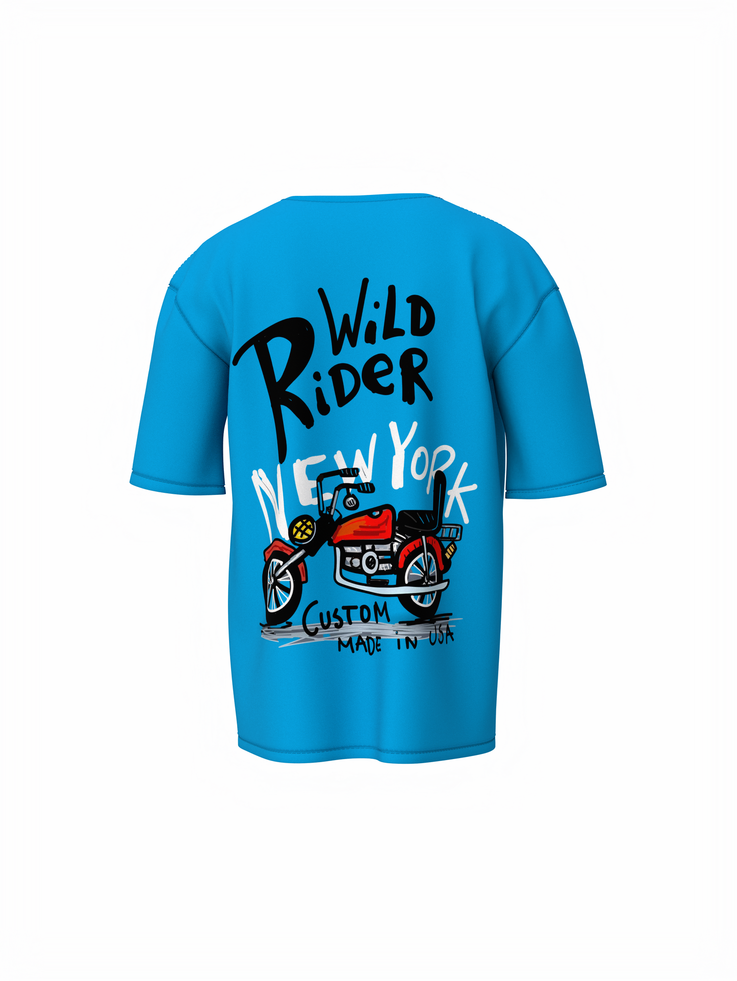Wild Rider Unisex Sky Blue Oversized T-Shirt Streetwear Daily
