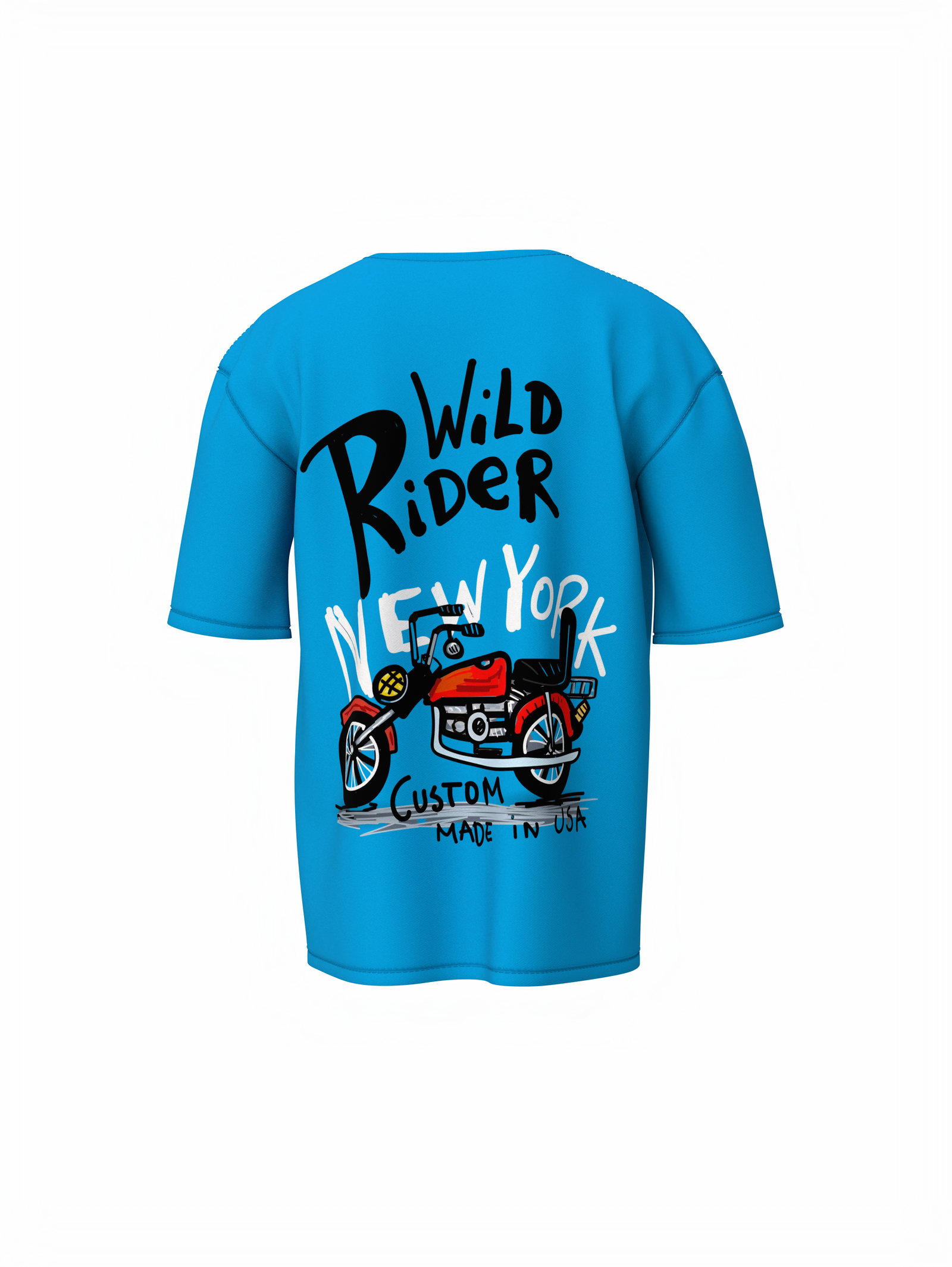 Wild Rider Unisex Sky Blue Oversized T-Shirt Streetwear Daily