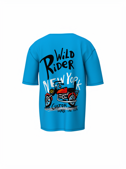 Wild Rider Unisex Sky Blue Oversized T-Shirt Streetwear Daily