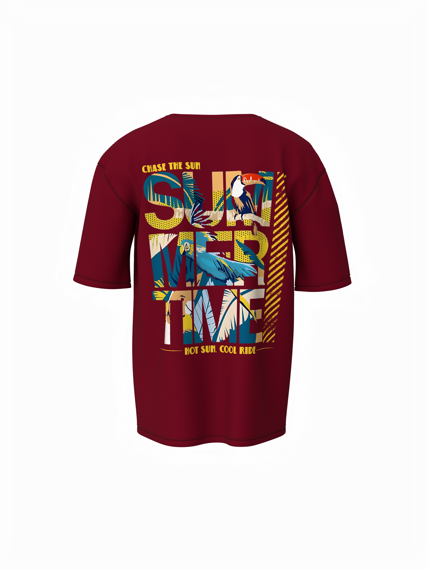 Sip Sun Surf Graphic Unisex Maroon Oversized T-Shirt Tee