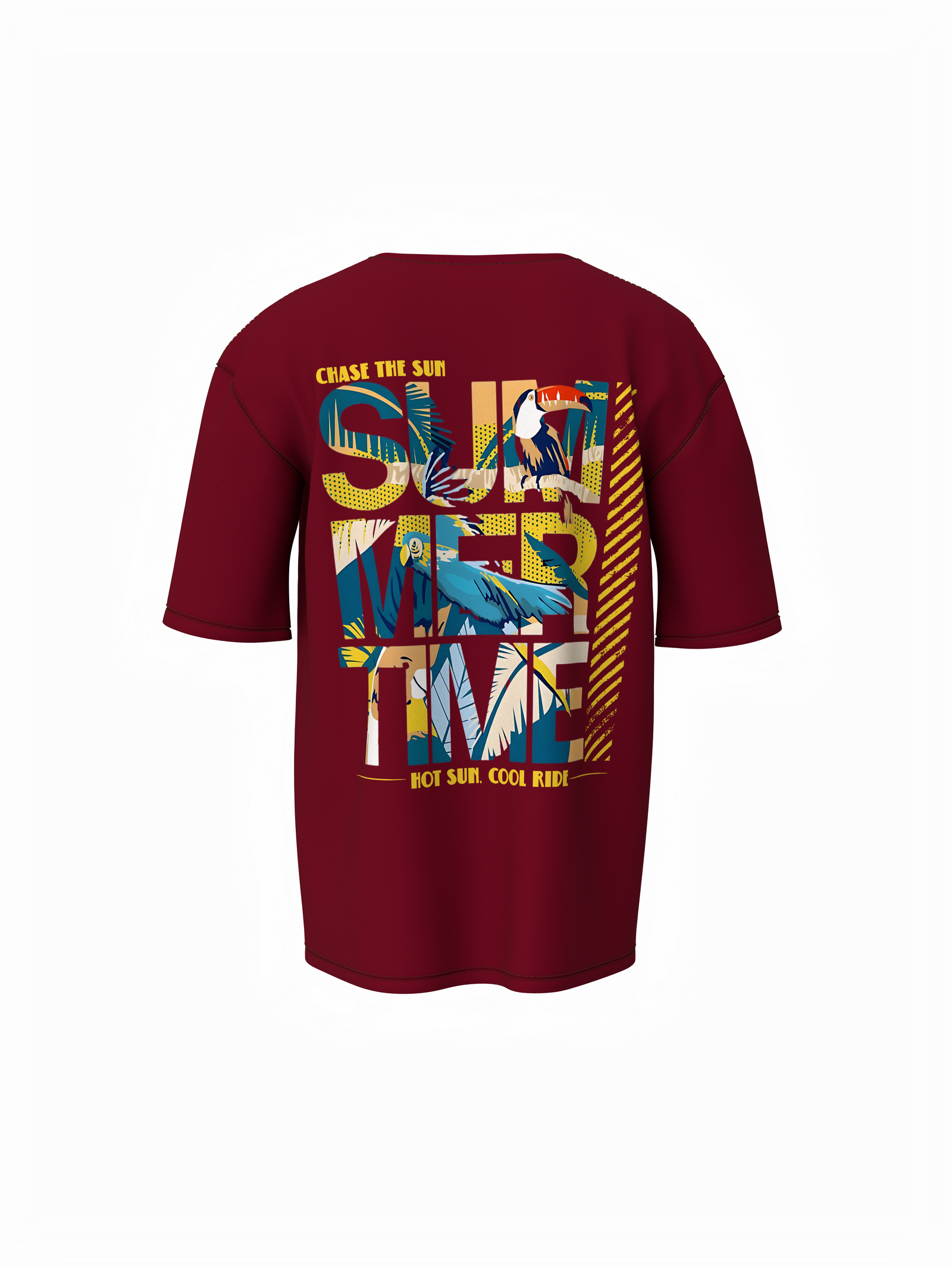 Sip Sun Surf Graphic Unisex Maroon Oversized T-Shirt Tee