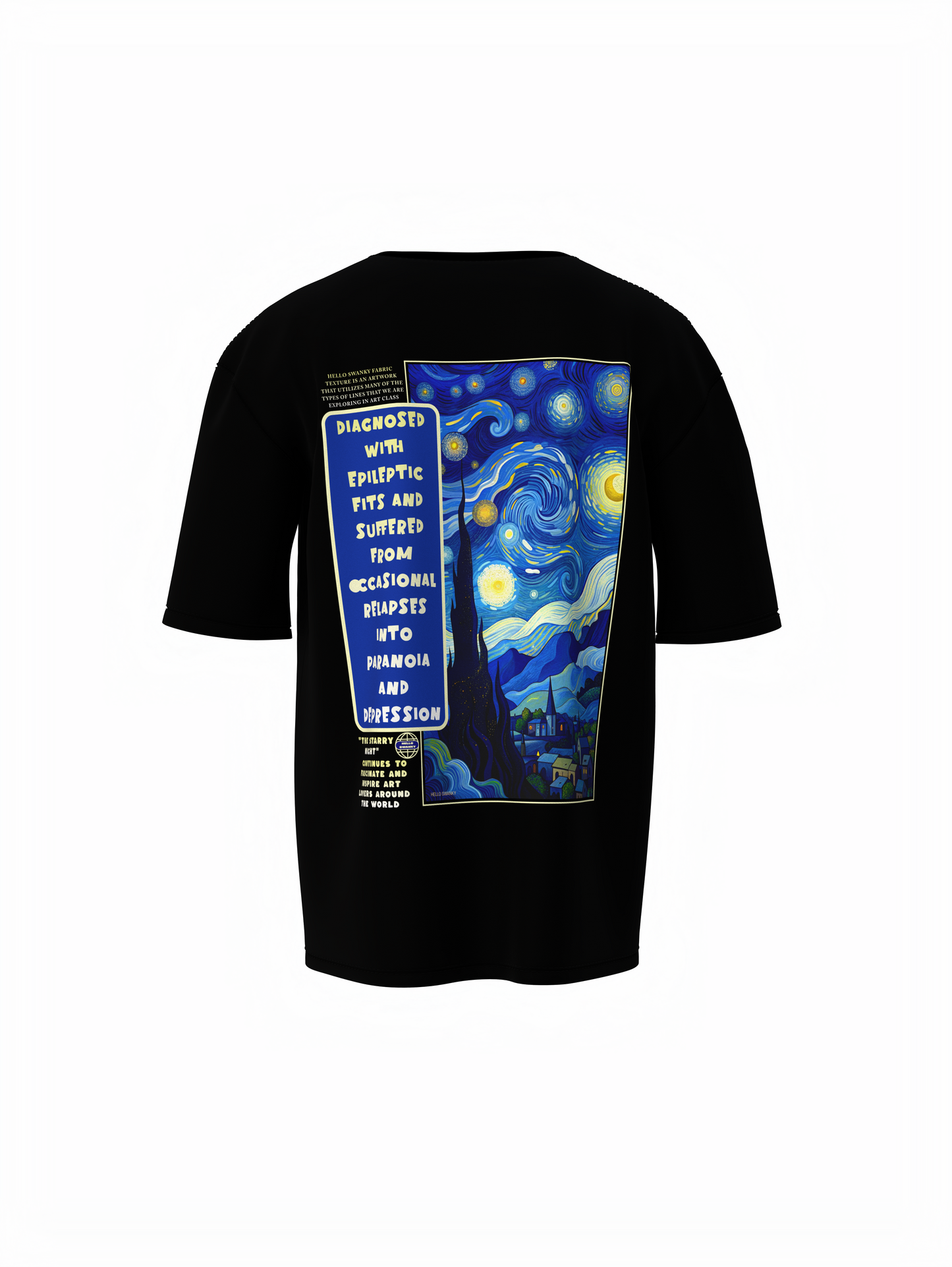 Starry Night Unisex Black Oversized T-Shirt