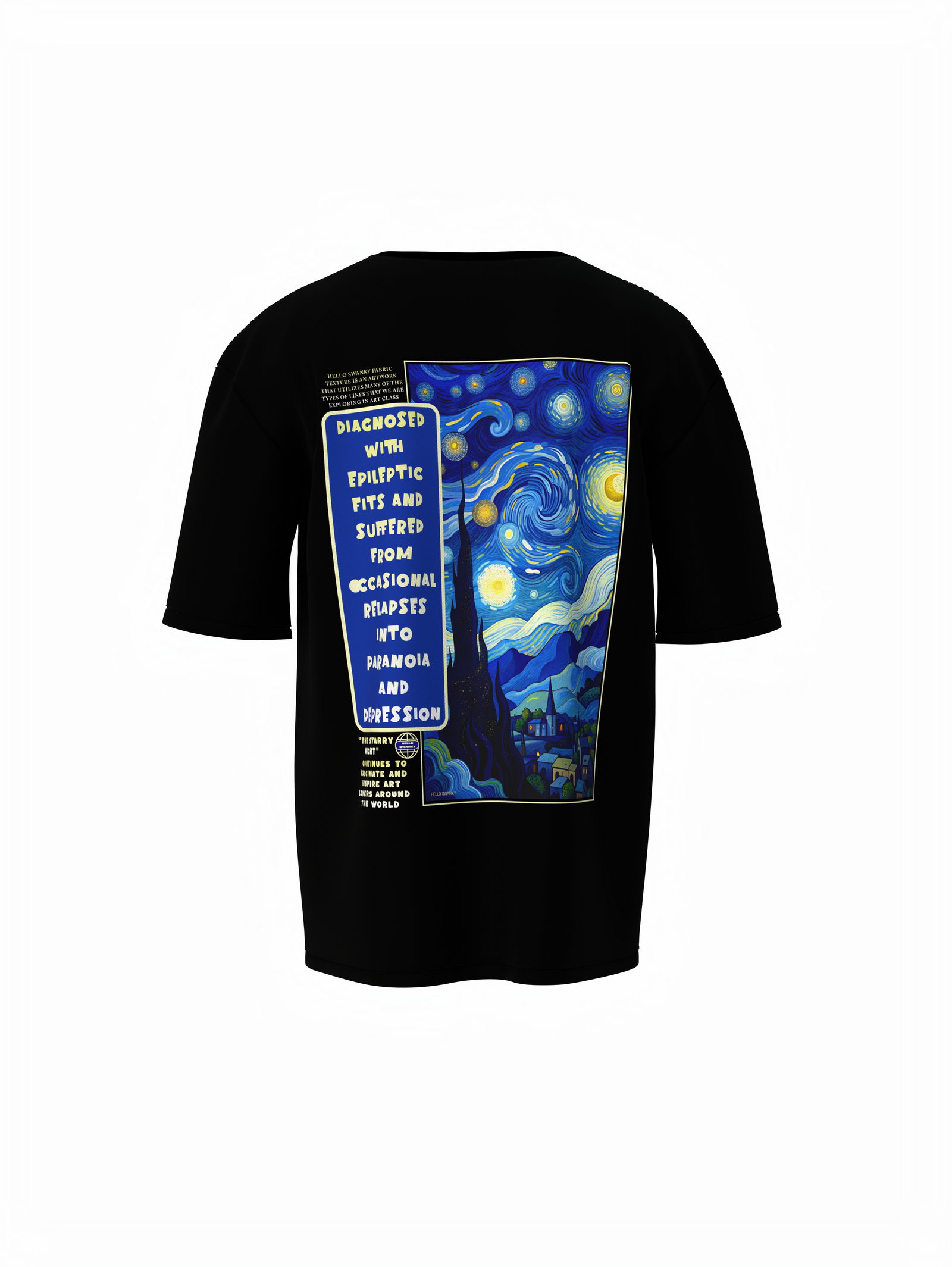 Starry Night Unisex Black Oversized T-Shirt