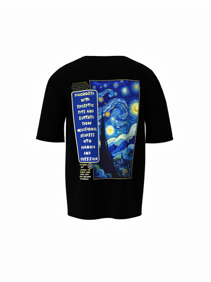 Starry Night Unisex Black Oversized T-Shirt