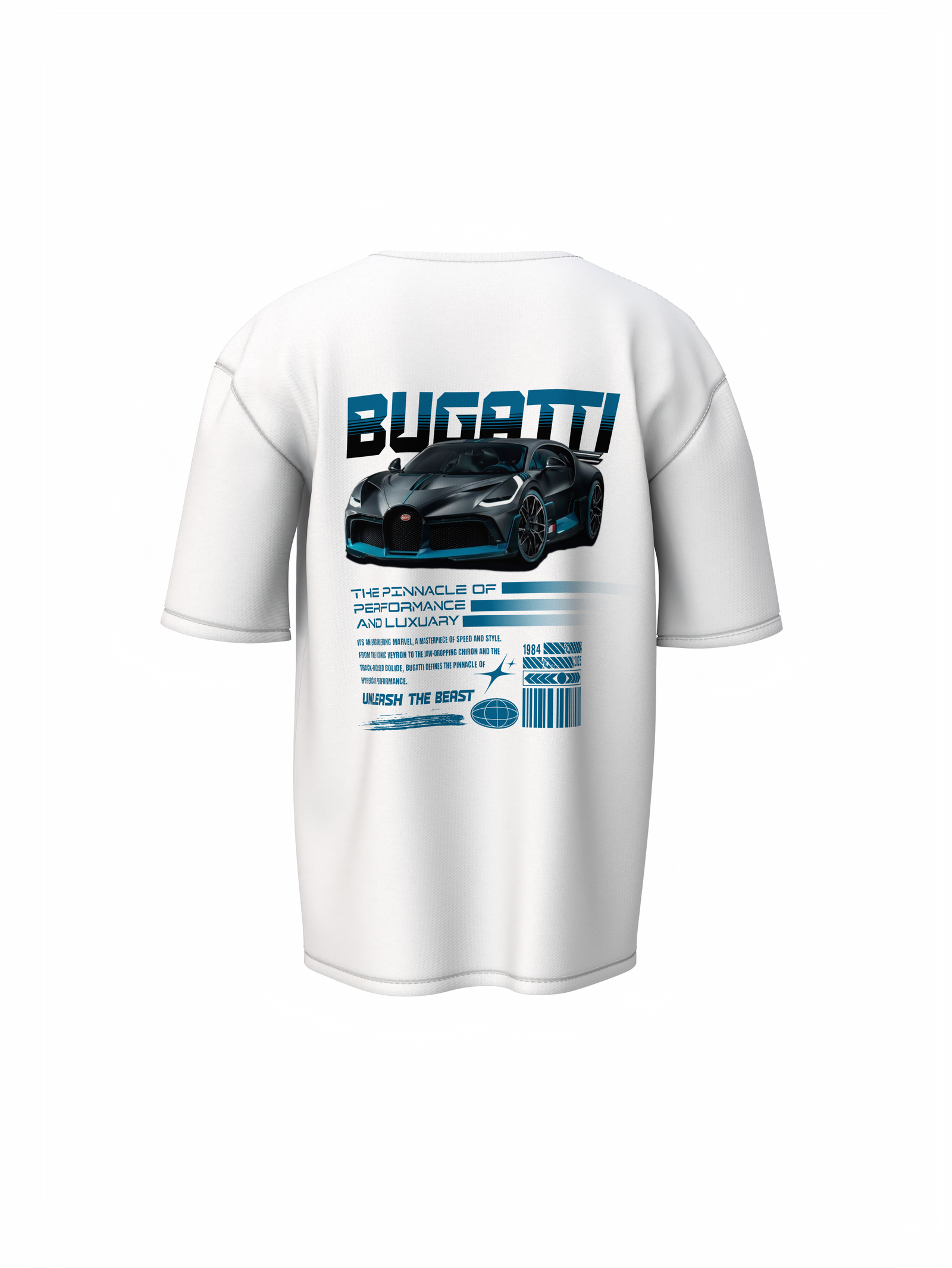 Bugatti Car Unisex White Oversized T-Shirt