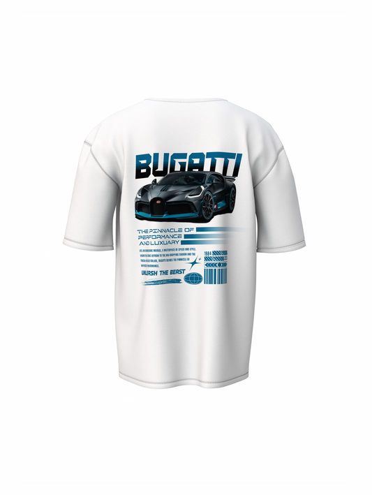 Bugatti Car Unisex White Oversized T-Shirt