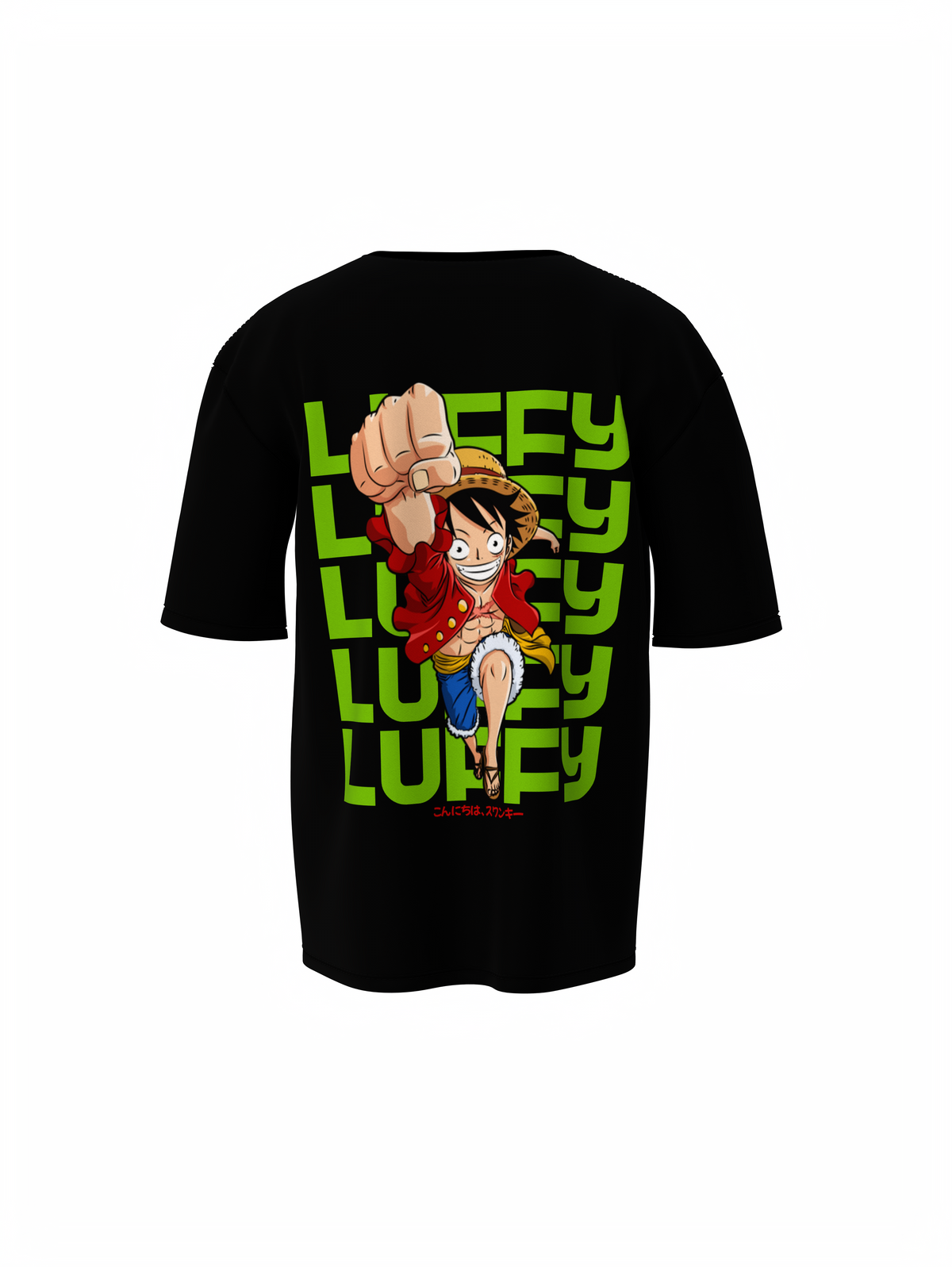 Luffy Graphic Unisex Black Oversized T-Shirt