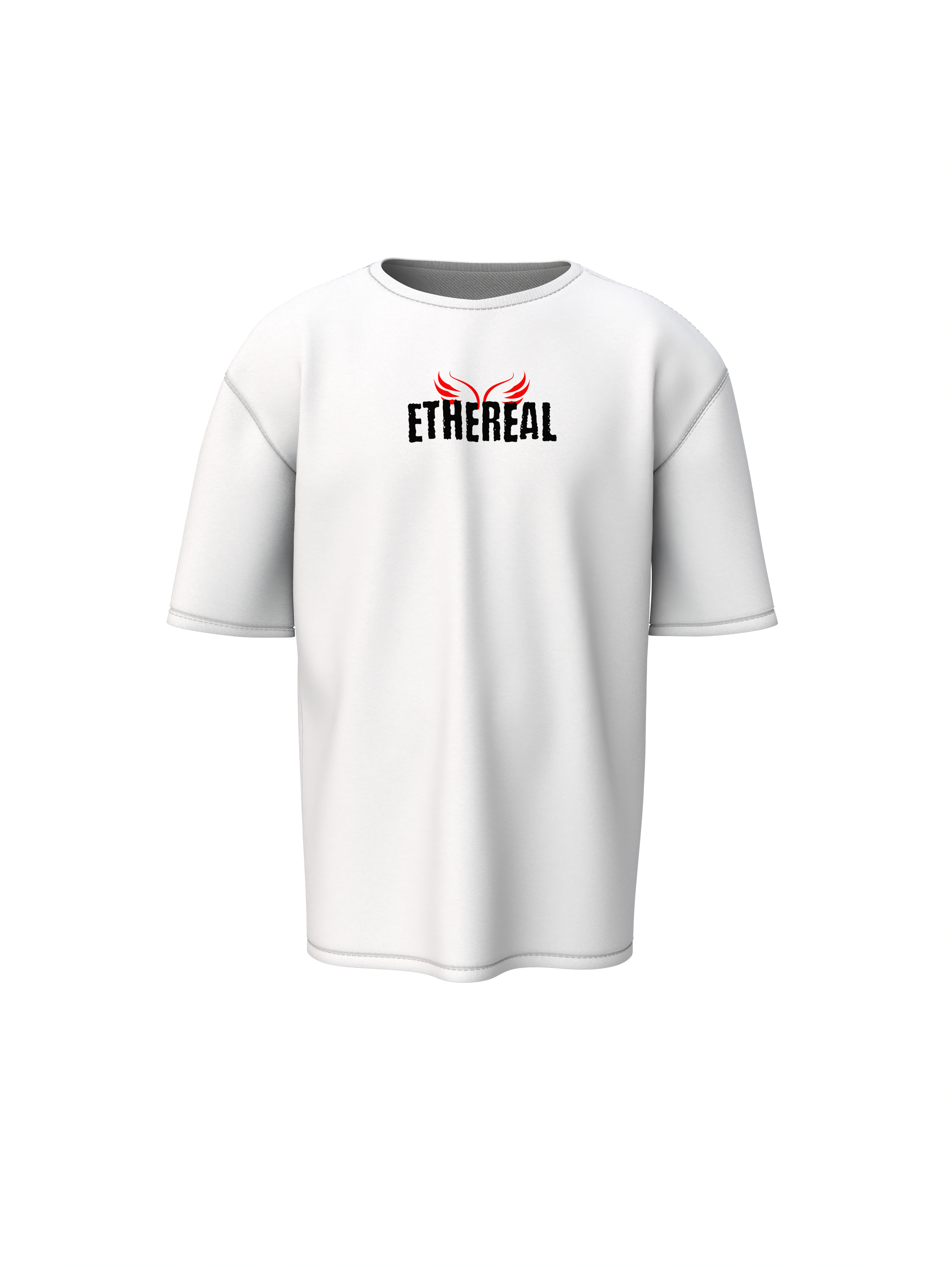 Ethereal Graphic Unisex White Oversized T-Shirt