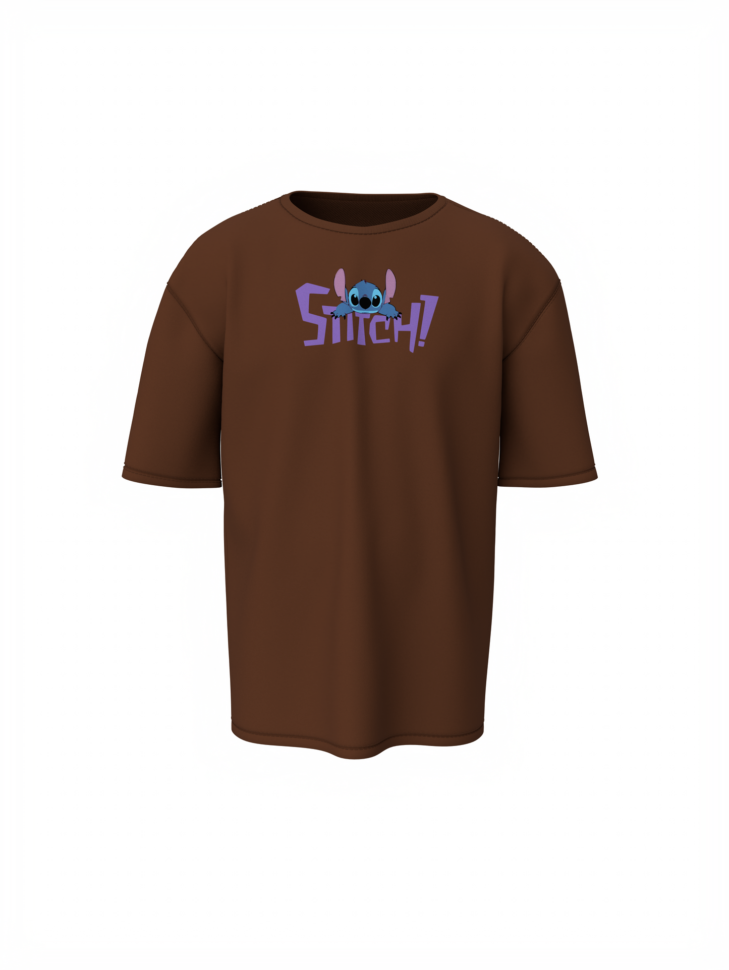Lio & Stitch Unisex Brown Oversized T-Shirt – Comic Style