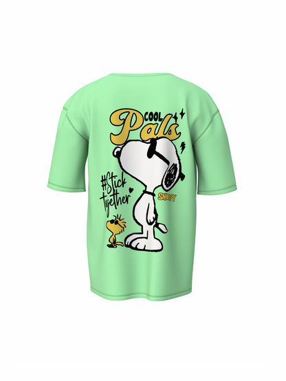 Cool Snoopy Unisex Saga Green Oversized T-Shirt, Chill Vibes