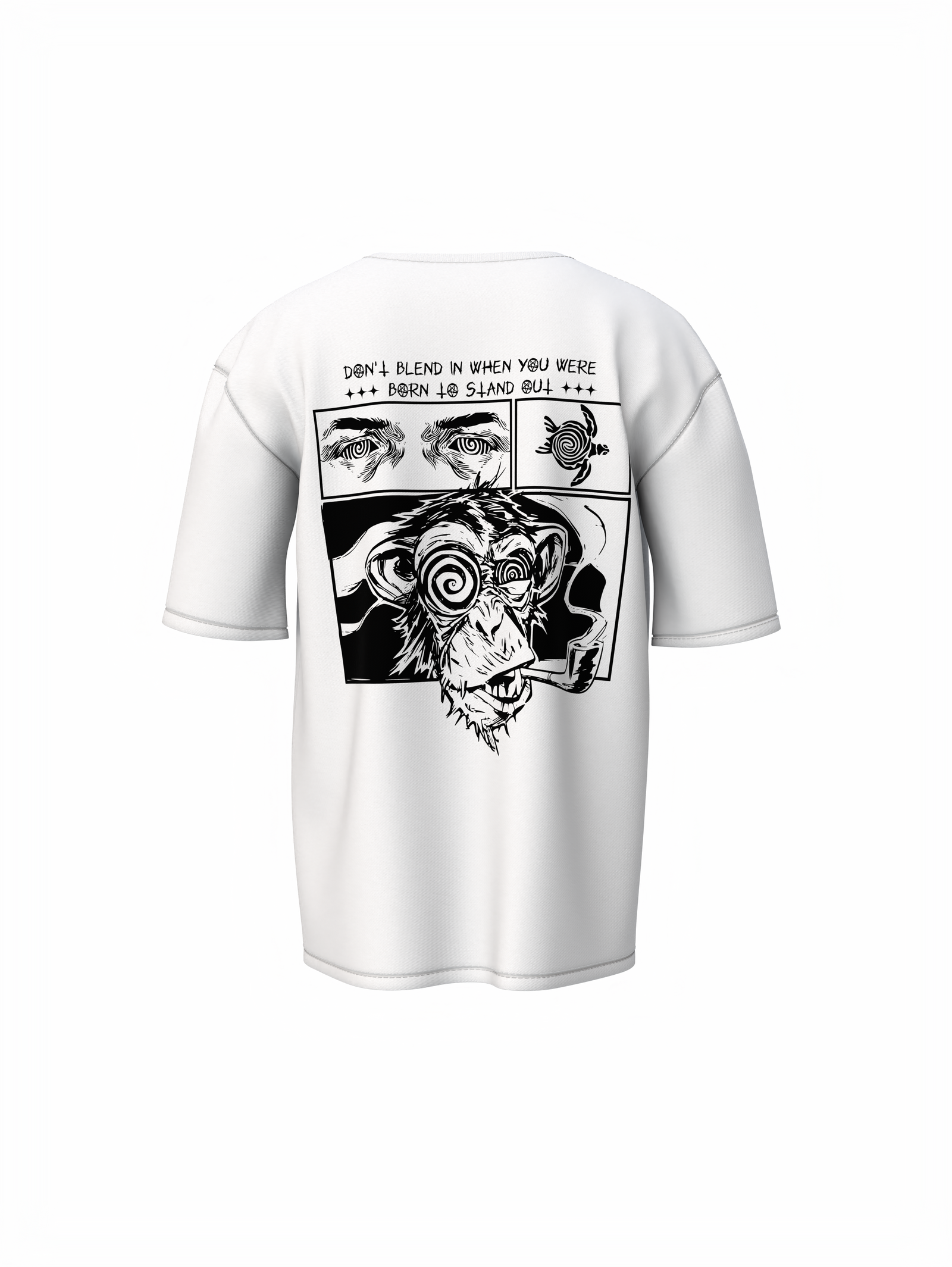 Monkey Graphic Unisex White Oversized T-Shirt Bold Design