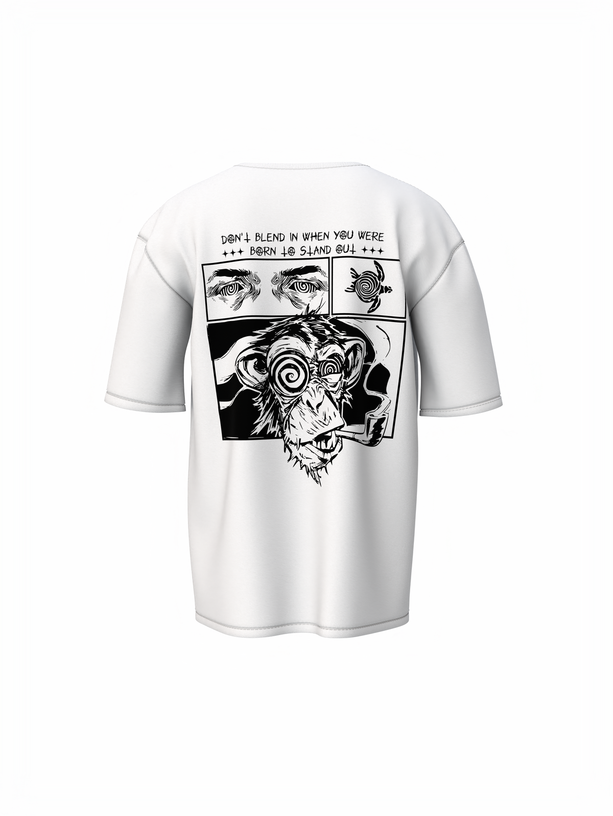 Monkey Graphic Unisex White Oversized T-Shirt