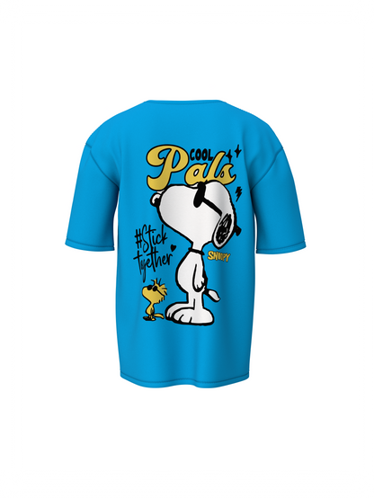Cool Snoopy Unisex Sky Blue Oversized T-Shirt, Chill Vibes