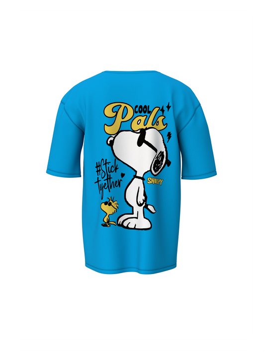 Cool Snoopy Unisex Sky Blue Oversized T-Shirt, Chill Vibes