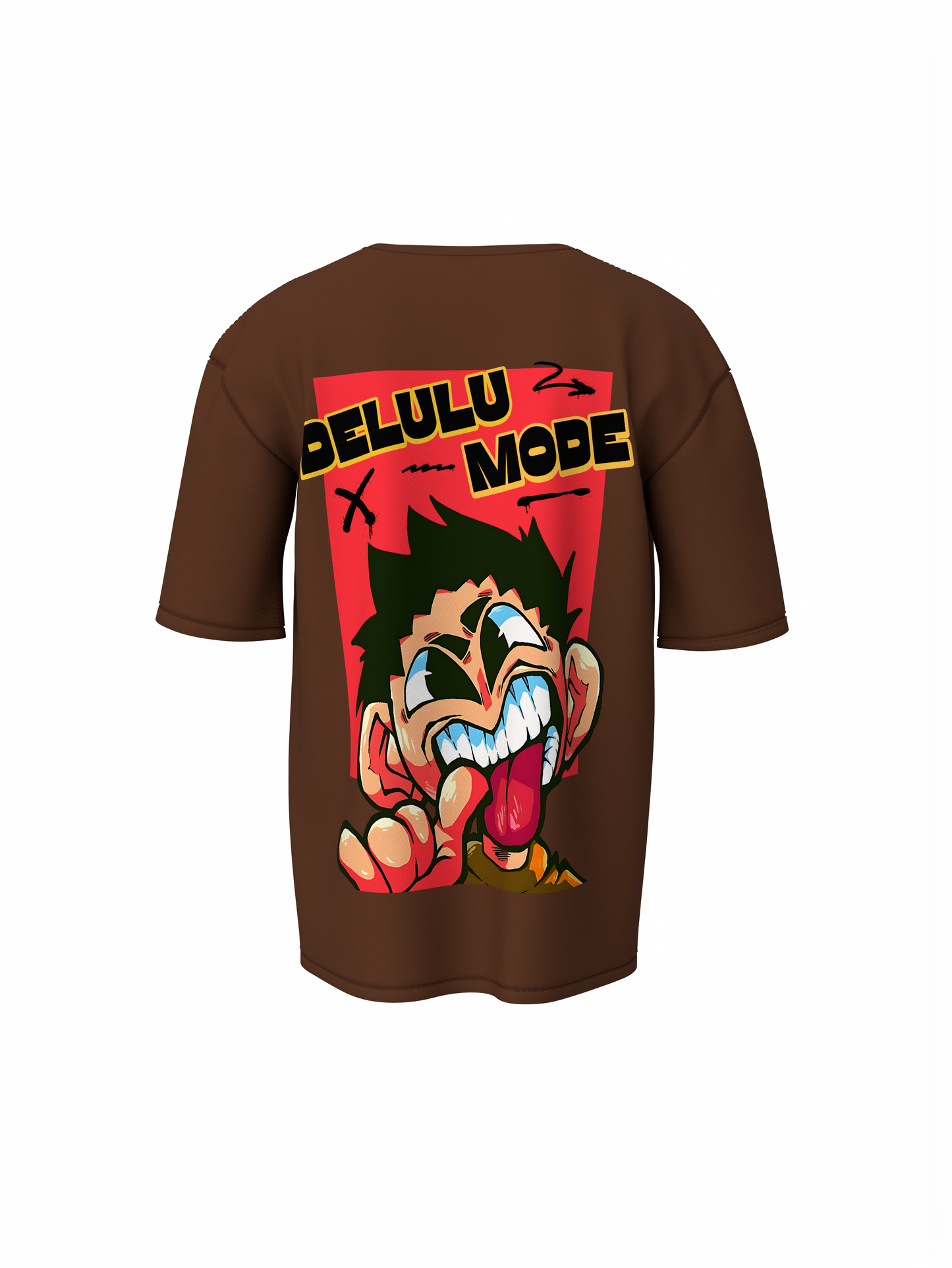 Delulu Mode Unisex Brown Oversized T-Shirt | Urban Style