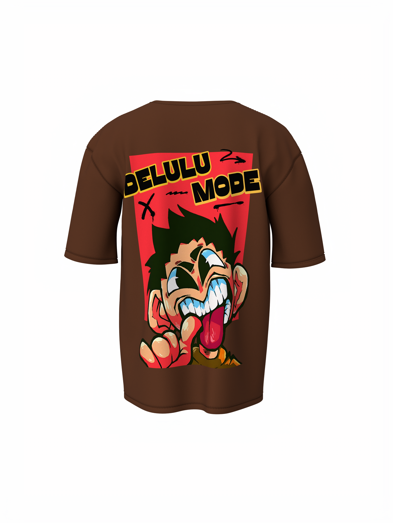 Delulu Mode Unisex Brown Oversized T-Shirt | Urban Style