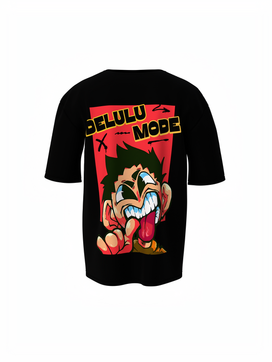 Delulu Mode Unisex Black Oversized T-Shirt | Urban Style