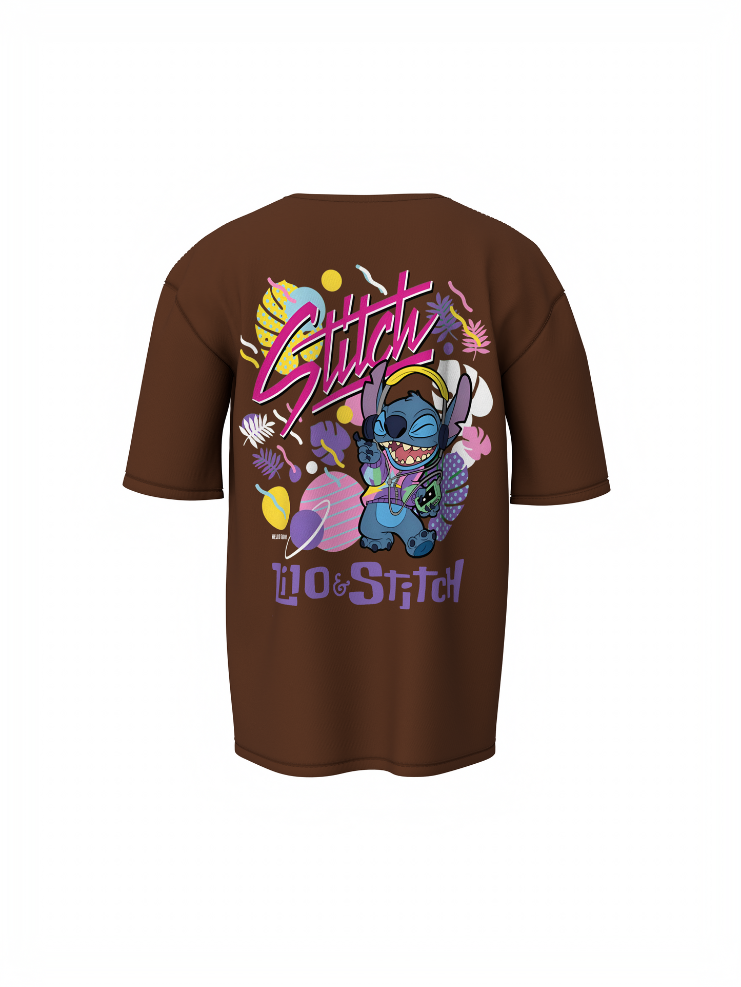 Lio & Stitch Unisex Brown Oversized T-Shirt – Comic Style