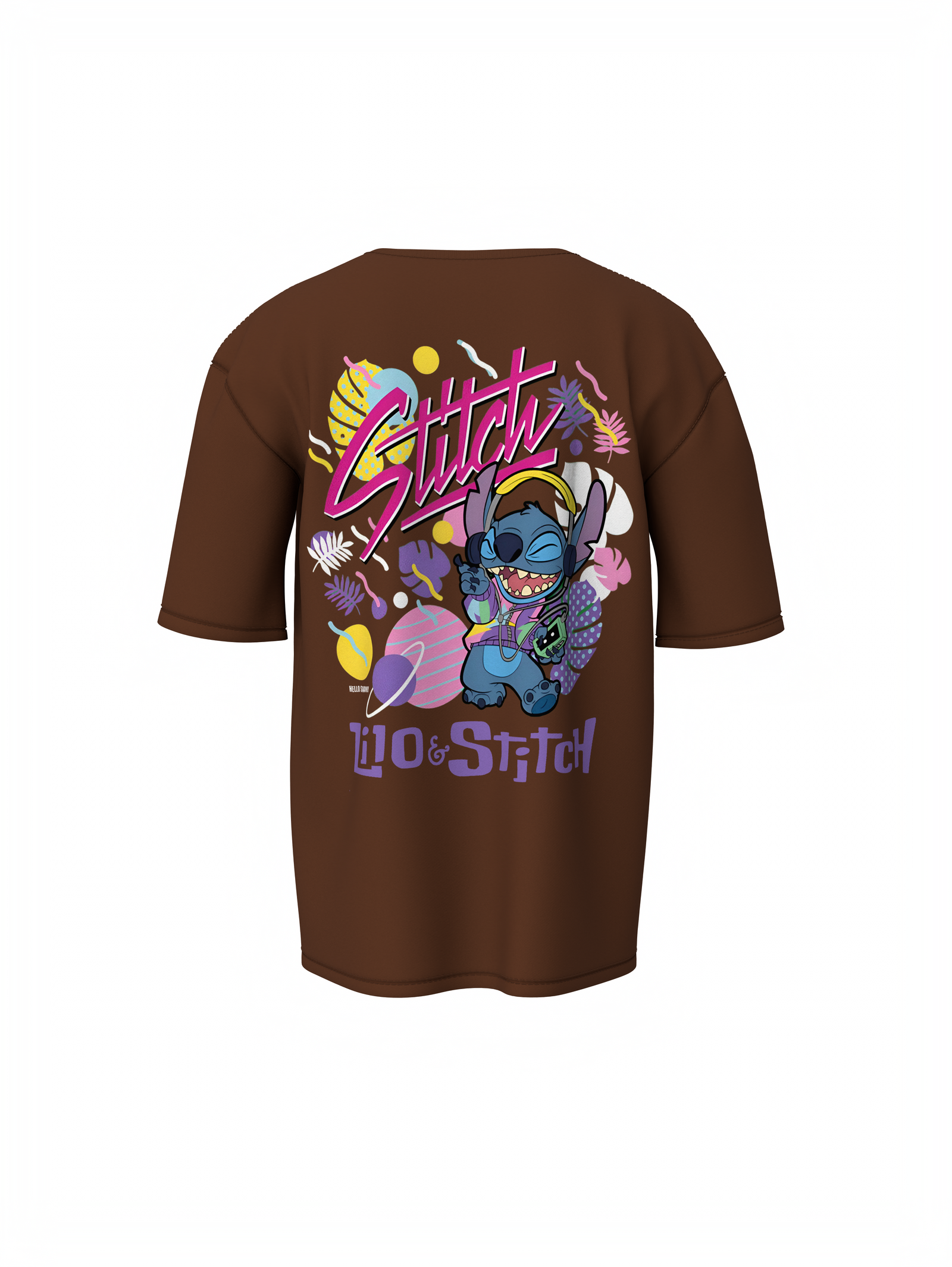 Lio & Stitch Unisex Brown Oversized T-Shirt – Comic Style