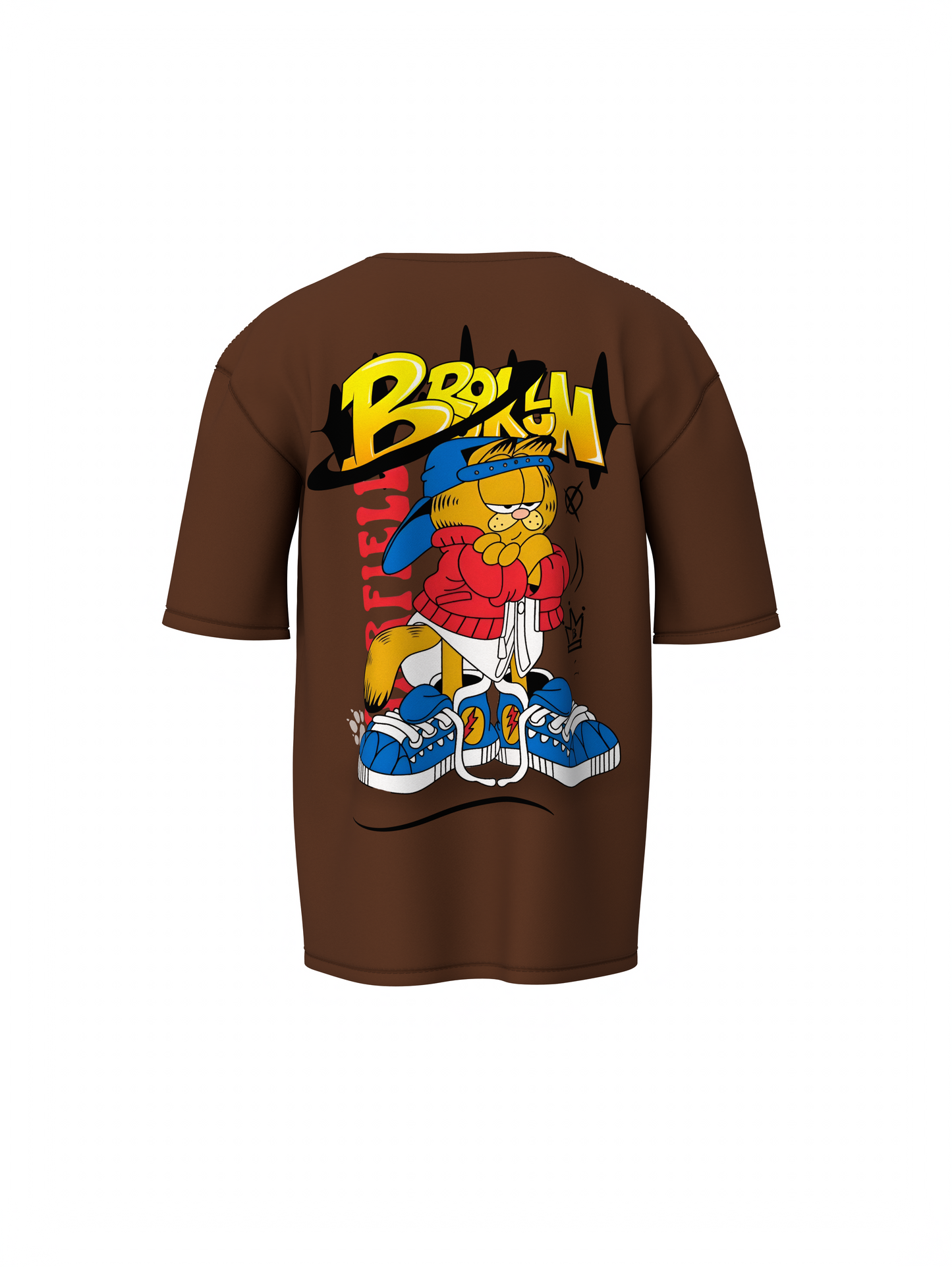 Brown Garfield Oversized T-Shirt Stylish Graphic Fun T-Shirt