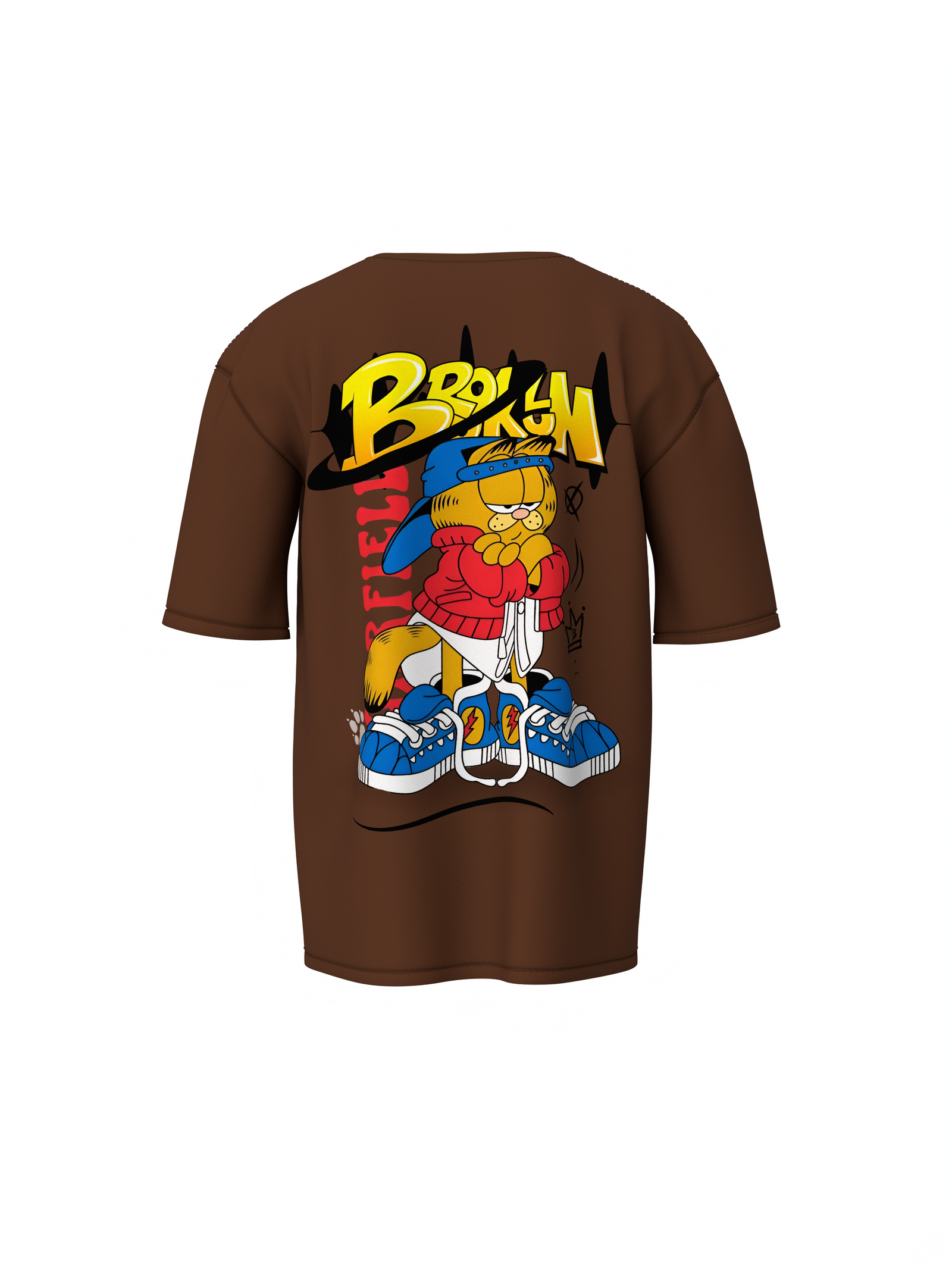 Brown Garfield Oversized T-Shirt Stylish Graphic Fun T-Shirt
