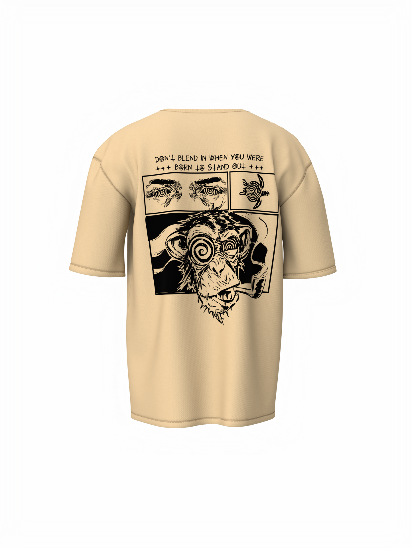Monkey Graphic Unisex Beige Oversized T-Shirt Bold Design