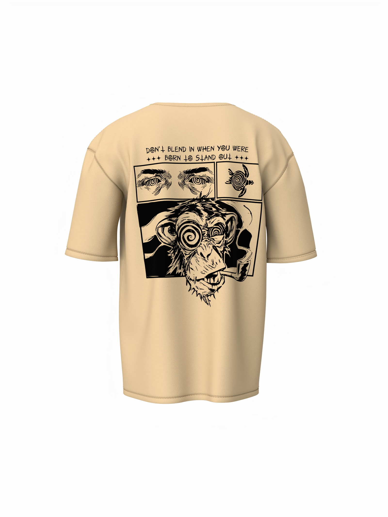 Monkey Graphic Unisex Beige Oversized T-Shirt Bold Design