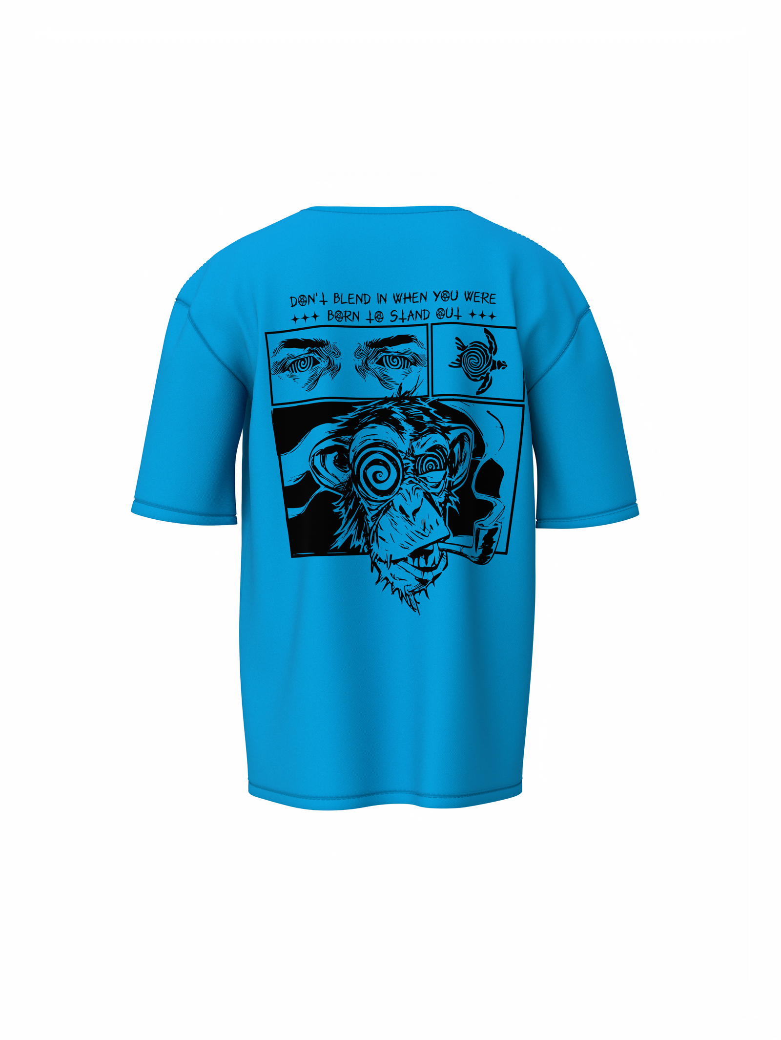 Monkey Graphic Unisex Sky Blue Oversized T-Shirt Bold Design