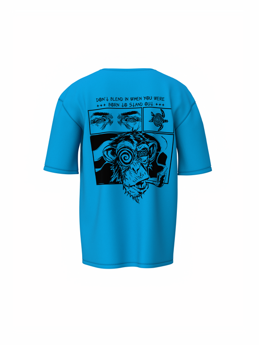 Monkey Graphic Unisex Sky Blue Oversized T-Shirt Bold Design