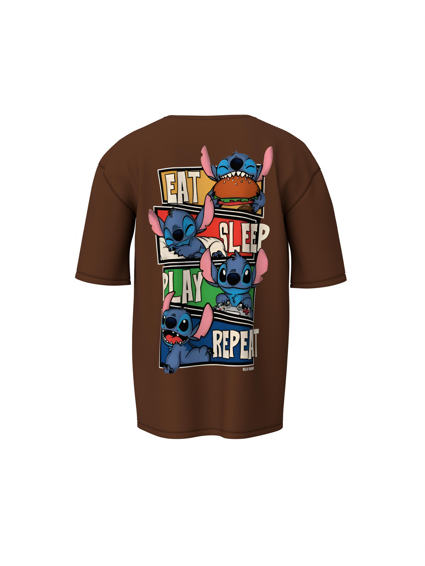 Stitch Graphic Brown Oversized T-Shirt Unisex Casual Styles