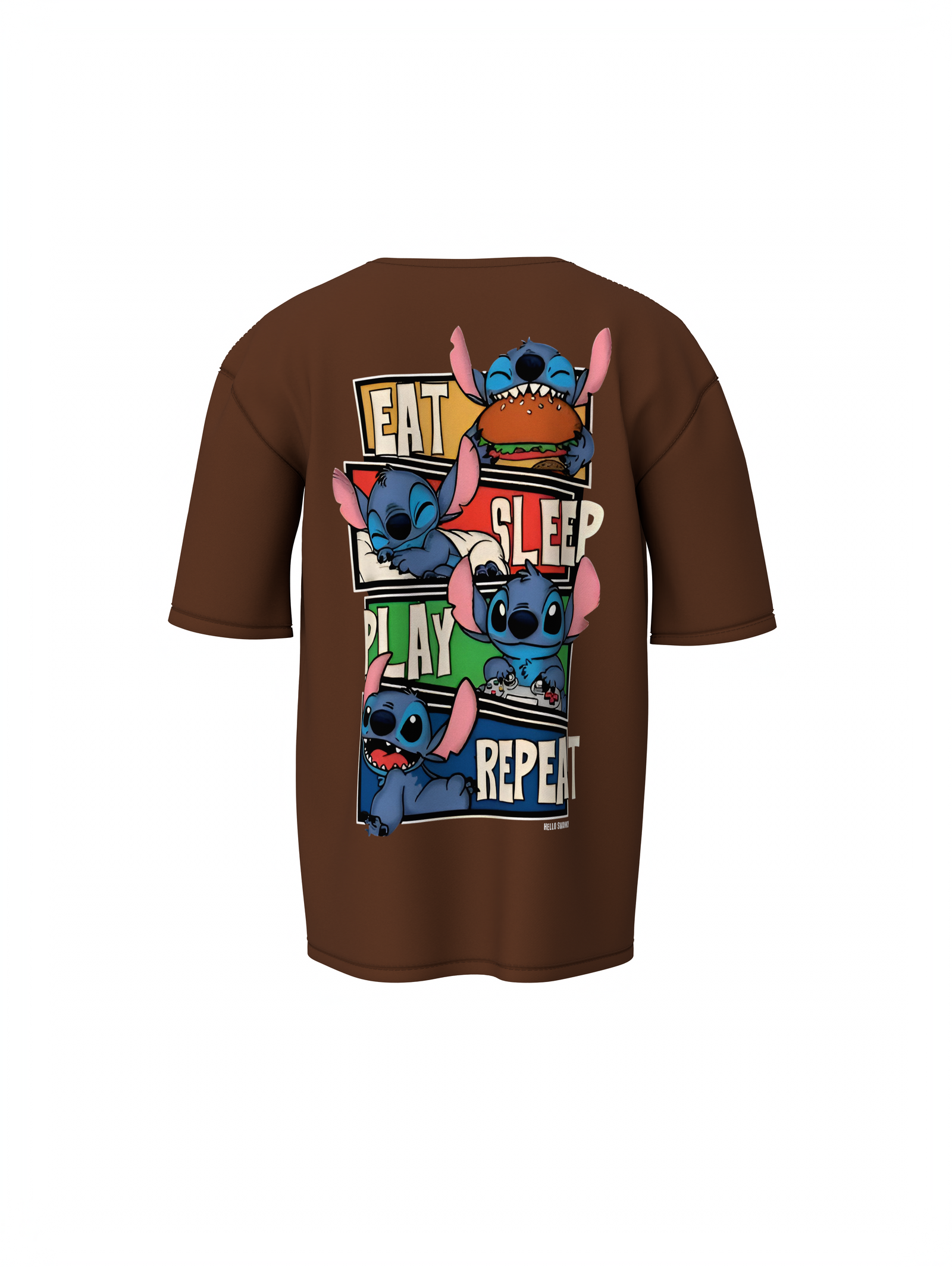 Stitch Graphic Brown Oversized T-Shirt Unisex Casual Styles