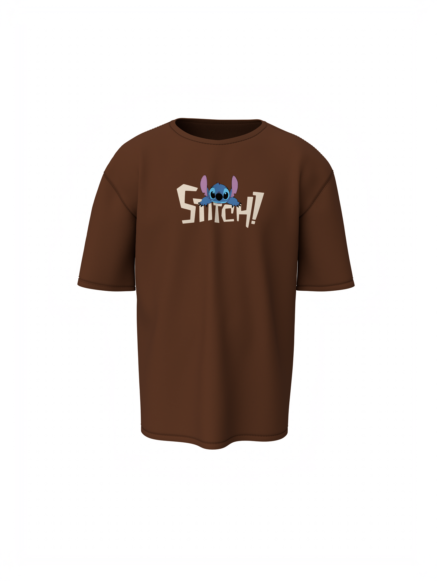 Stitch Graphic Brown Oversized T-Shirt Unisex Casual Styles