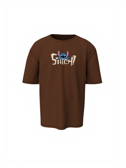 Stitch Graphic Brown Oversized T-Shirt Unisex Casual Styles