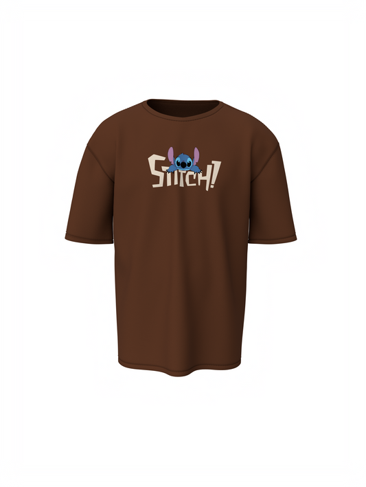 Stitch Graphic Brown Oversized T-Shirt Unisex Casual Styles