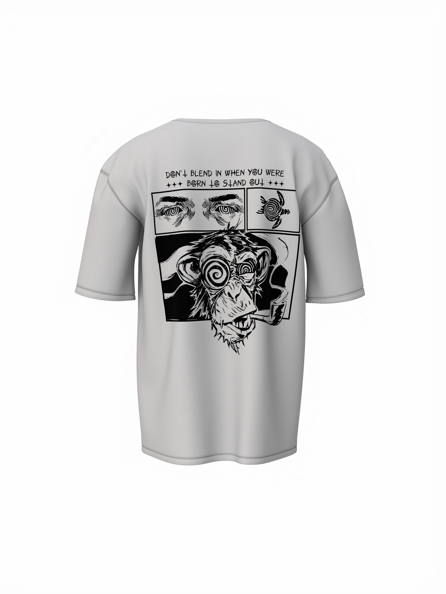 Monkey Graphic Unisex Grey Oversized T-Shirt Bold Design