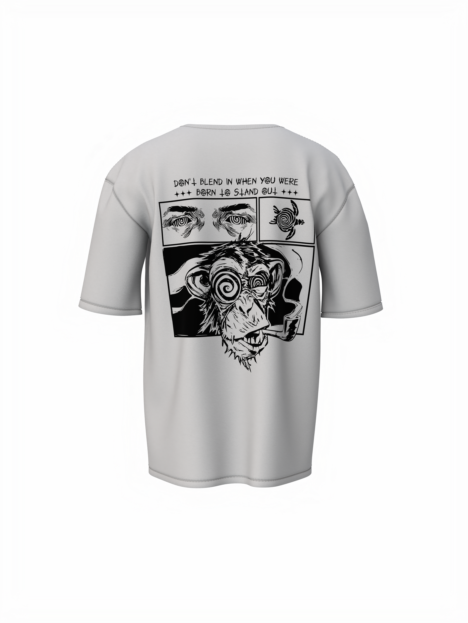 Monkey Graphic Unisex Grey Oversized T-Shirt Bold Design