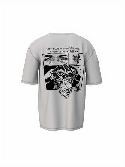 Monkey Graphic Unisex Grey Oversized T-Shirt Bold Design